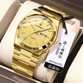 Poedagar 996 Gold Luxury Watch Golden Color