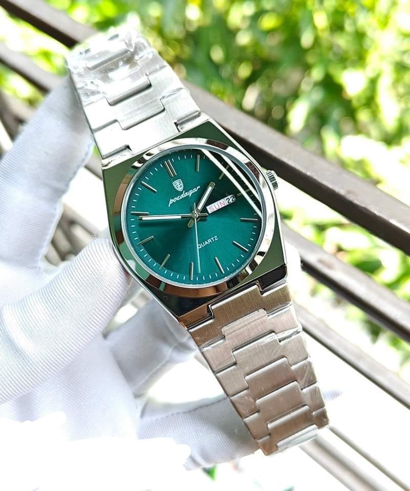 Poedagar 996 Gold Luxury Watch Blue Color