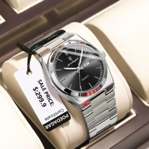 Poedagar 996 Gold Luxury Watch Black Silver